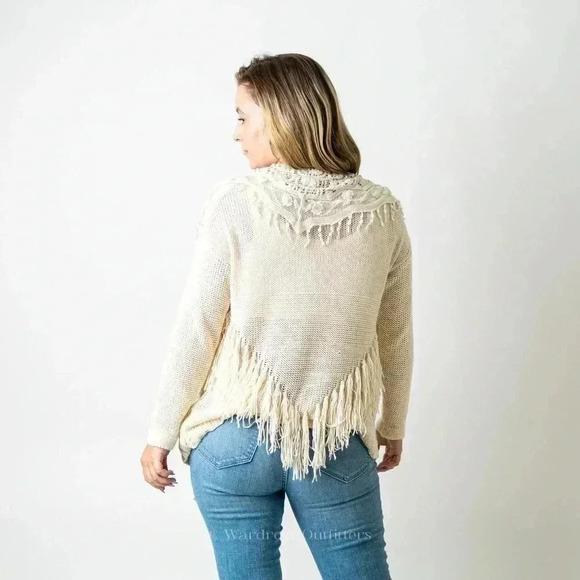 Double Zero Crochet Tassel Knit Lace Sweater Cardigan - Picture 5 of 9